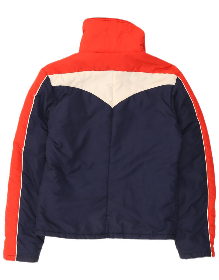 Vintage polstret damejakke UK 14 Large Navy Blue Colourblock