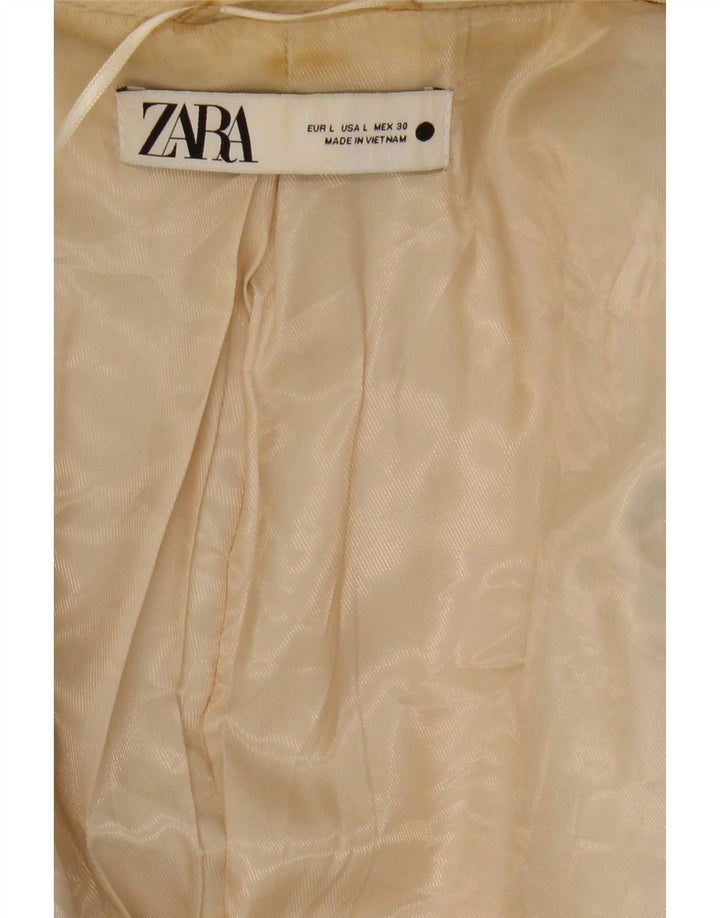 Zara Dame Oversized Overfrakke UK 16 Large Beige Polyester