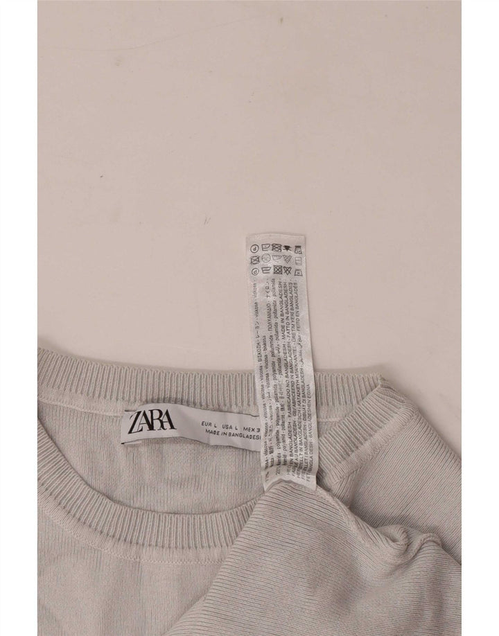 Zara Womens Crop Top UK 14 Large Grå Viscose