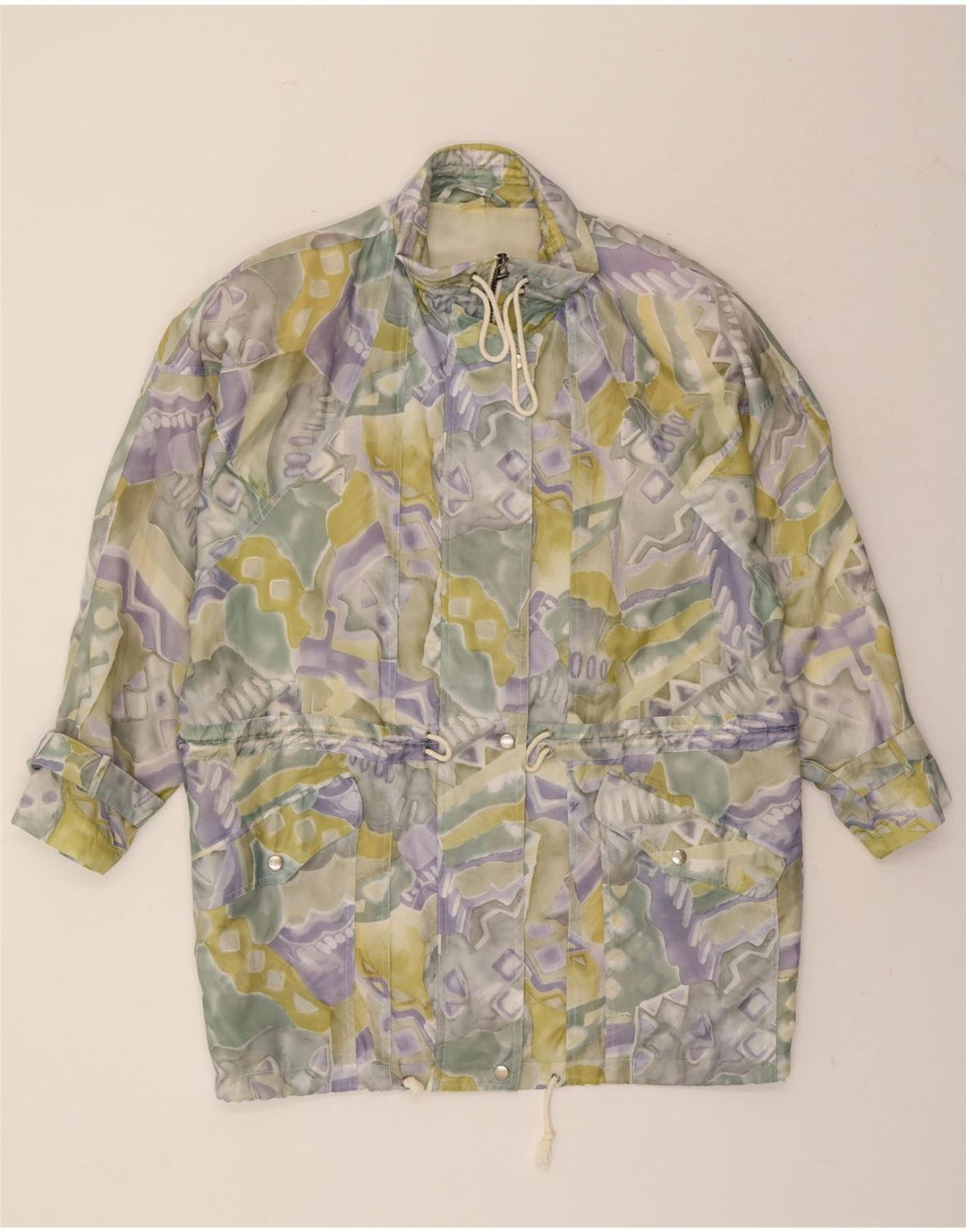 VINTAGE Womens Abstract Pattern Windbreaker Coat UK 14 Large Multicoloured Vintage Vintage and Second-Hand Vintage from Messina Hembry 
