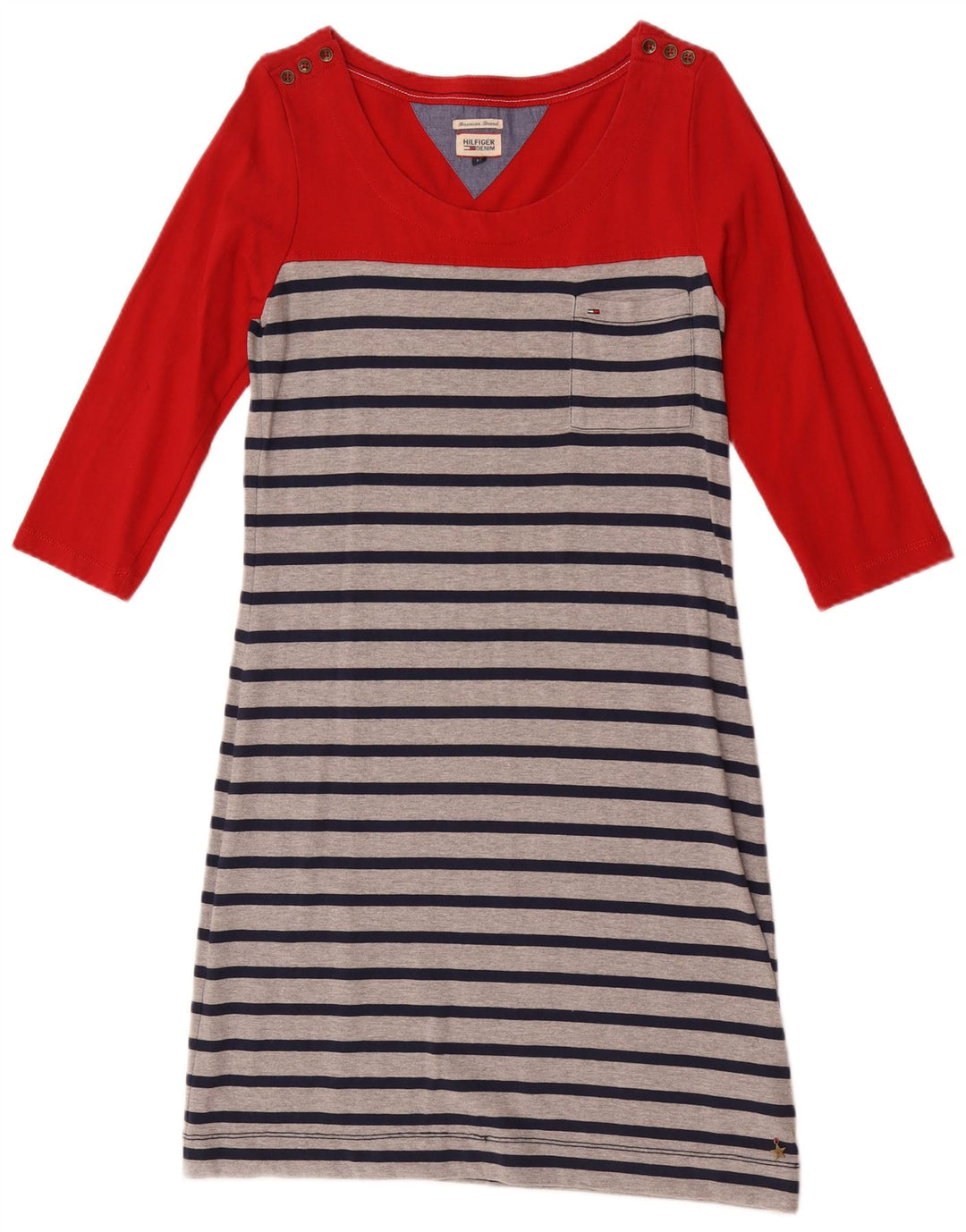 Tommy Hilfiger 3/4 ærmet basiskjole til kvinder DK 12 Medium rødstribet