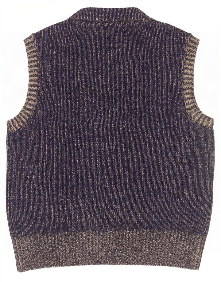 Vintage herre grafisk cardigan sweater Medium marineblå