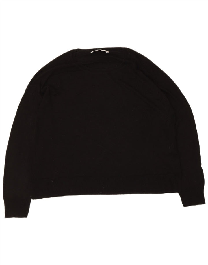Zara Dame Boat Neck Jumper Sweater UK 14 Medium Black Viscose