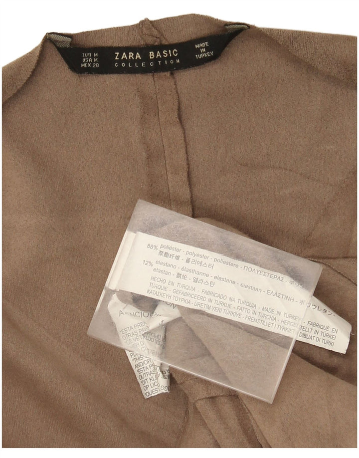 Zara dame cardigan top 3/4 ærmer UK 14 medium beige polyester
