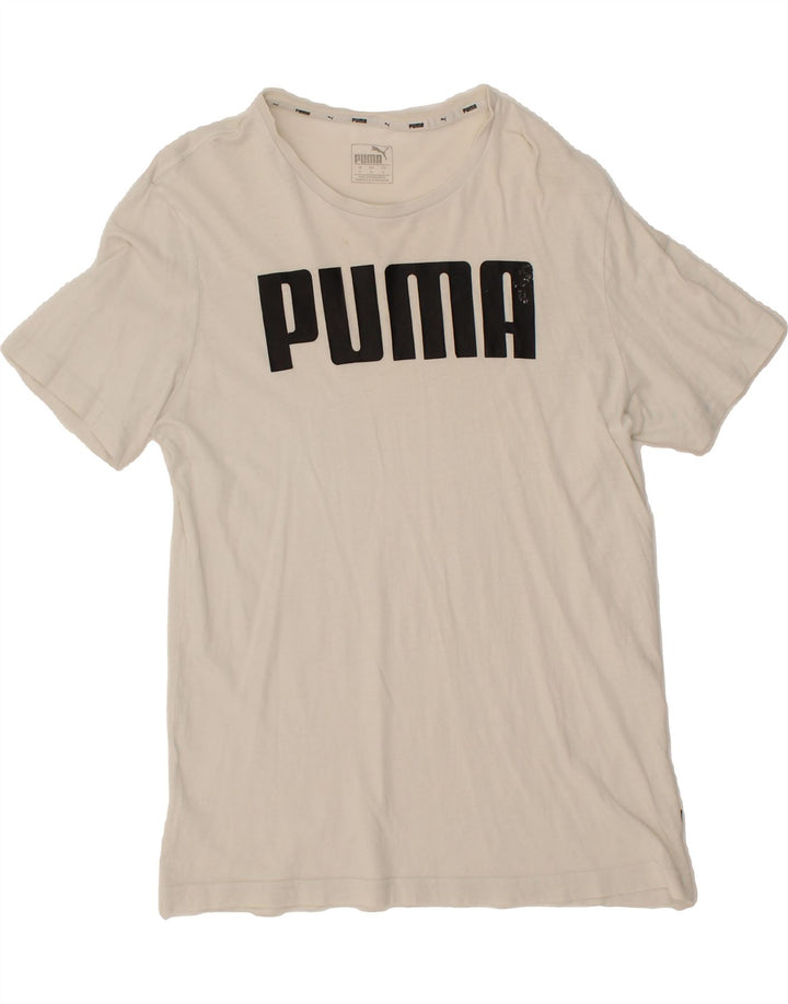 PUMA Mens Graphic T-Shirt Top Medium White Cotton Vintage Puma and Second-Hand Puma from Messina Hembry 