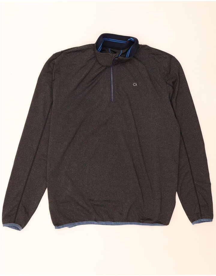 CALVIN KLEIN Herre Zip Neck Pullover Træningsdragt Top XL Grå Polyester