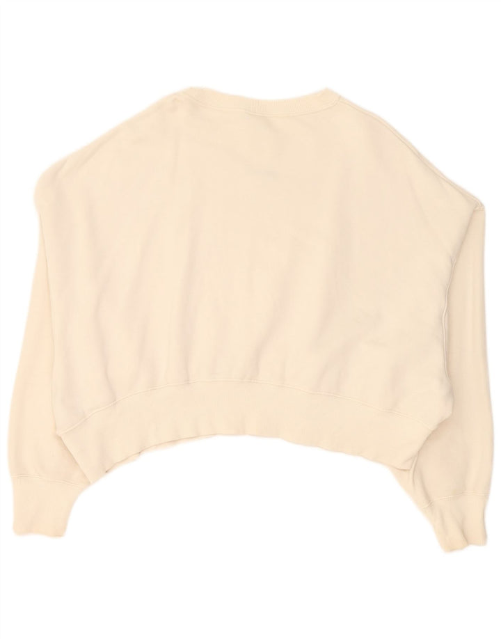 Nike Womens Crop Oversized Sweatshirt Jumper UK 14 Medium White Bomuld