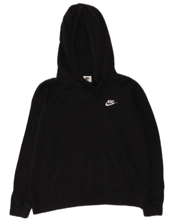 Nike Dame Crop Oversized Hoodie Jumper UK 14 Medium Sort Bomuld