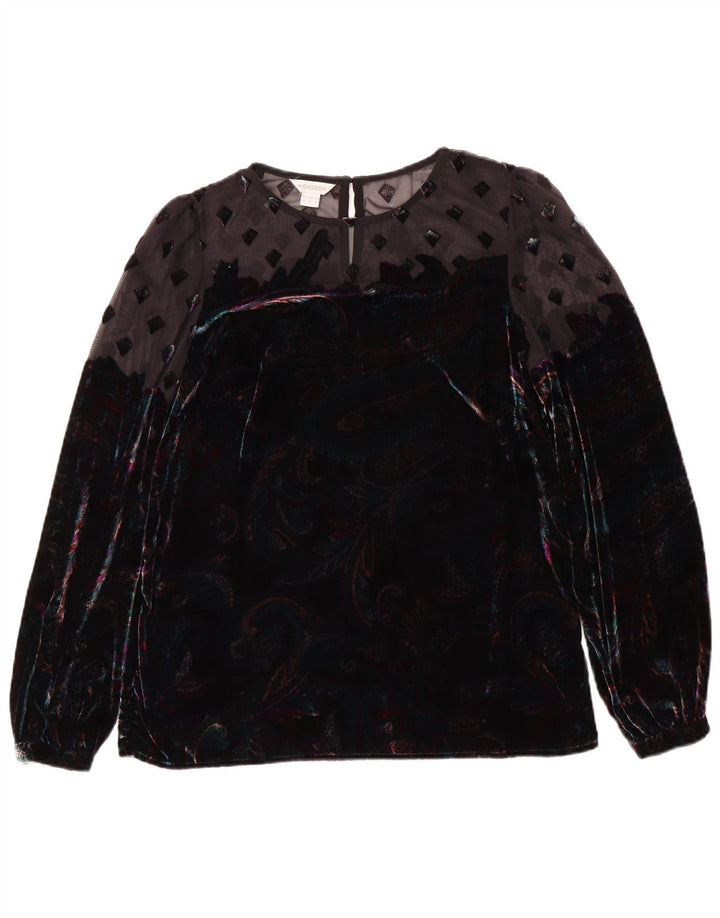Monsoon Dame Bluse Top UK 8 Lille Grøn Paisley Nylon
