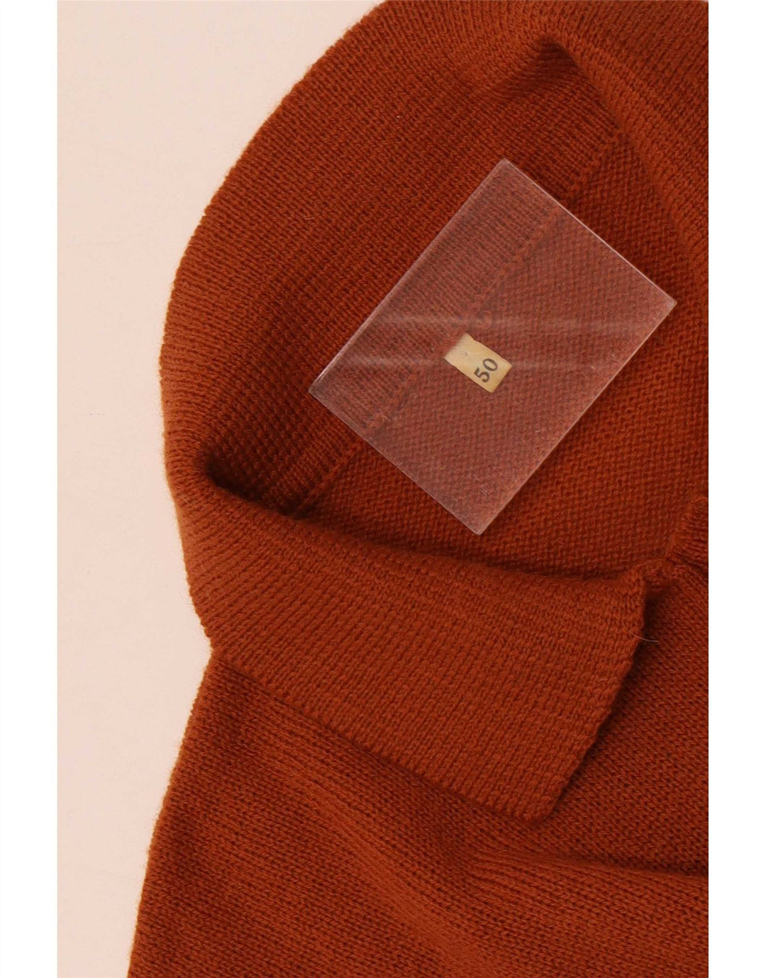 Vintage Herre Polo Neck Jumper Sweater IT 50 Medium Brun Stribet