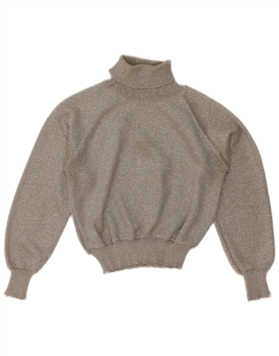 Vintage Dame Crop Roll Neck Jumper Sweater UK 12 Medium Grey