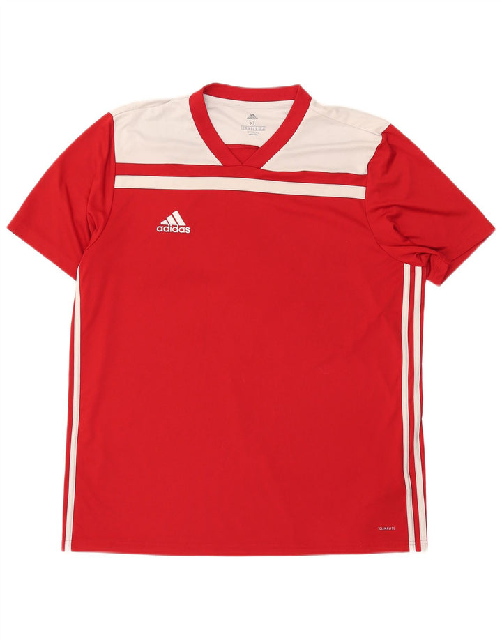 Adidas Herre Climalite T-Shirt Top XL Rød Colourblock Polyester