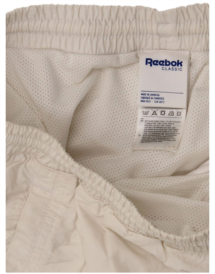 REEBOK Klassiske grafiske badeshorts til mænd, store hvide polyester