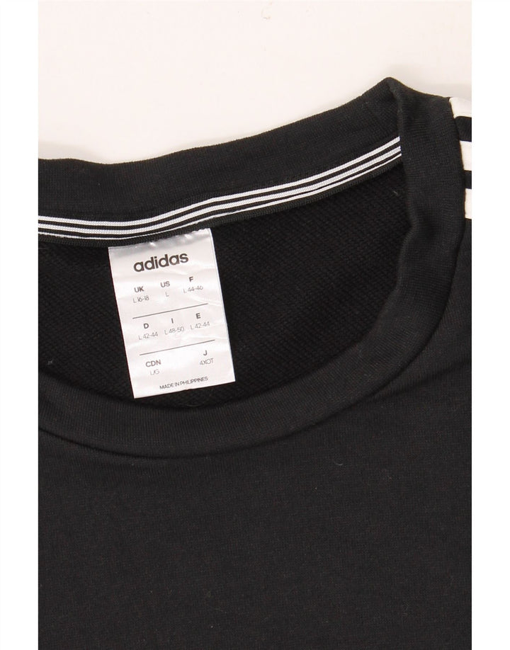 ADIDAS Womens Climalite Sweatshirt Jumper UK 16/18 Large Black Polyester Vintage Adidas and Second-Hand Adidas from Messina Hembry 