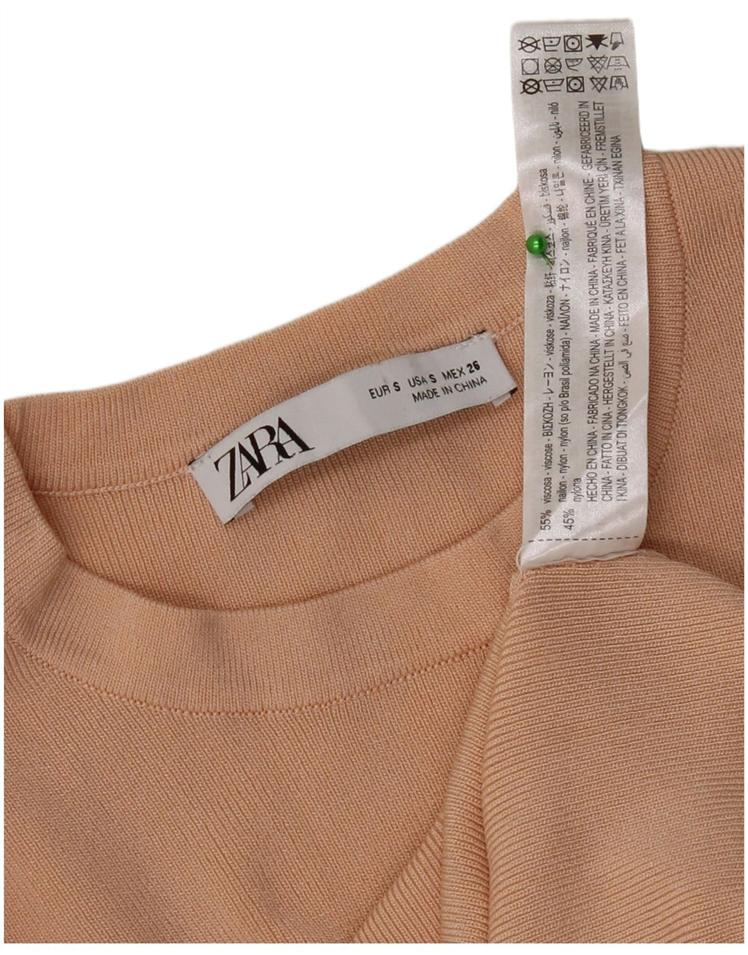 Zara Dametop Langærmet UK 8 Small Beige Viscose