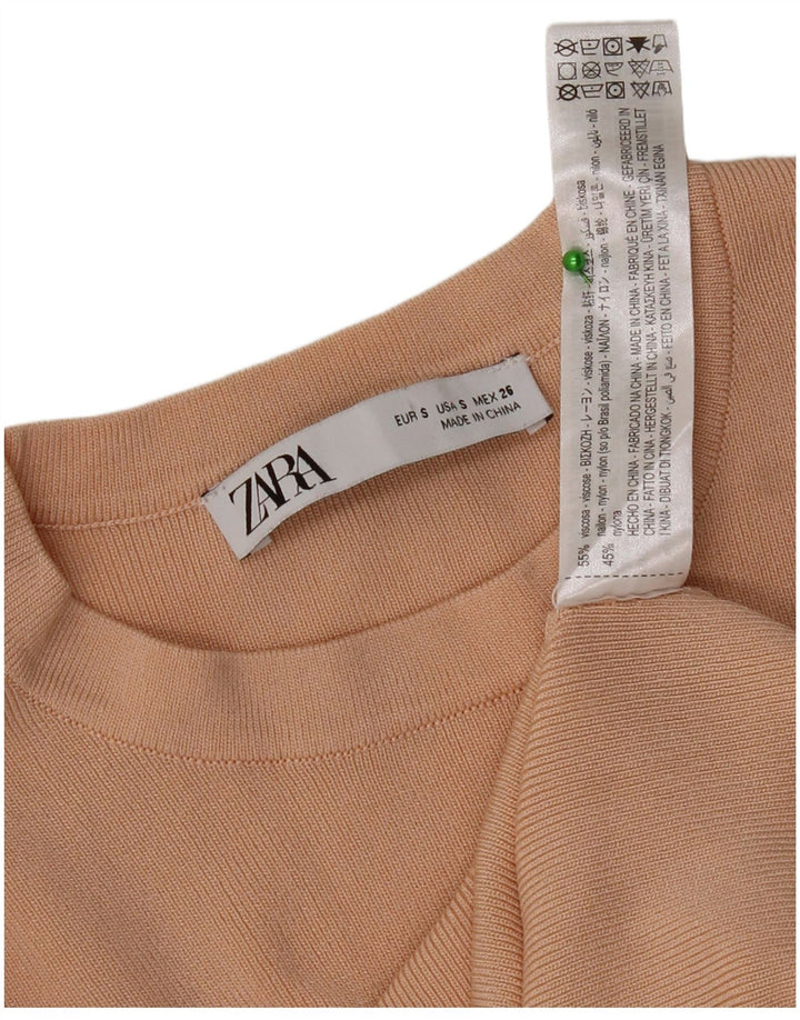 Zara Dametop Langærmet UK 8 Small Beige Viscose