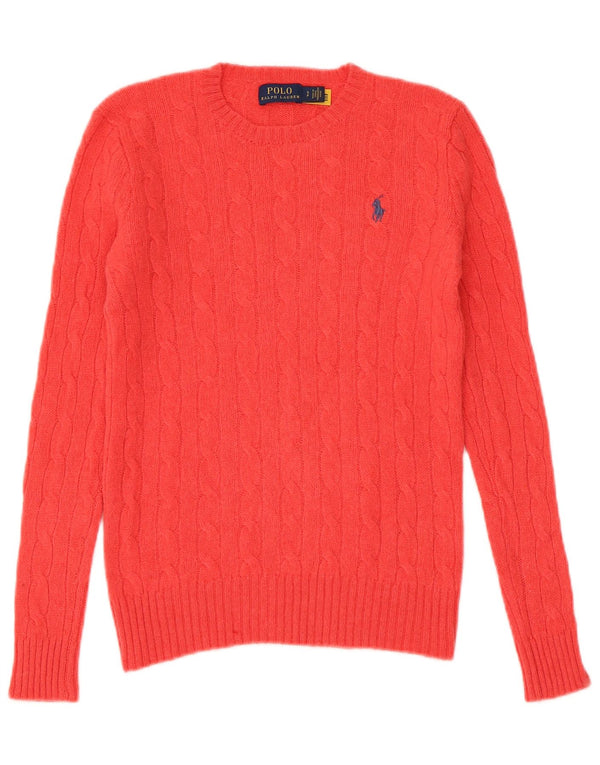 Polo Ralph Lauren Dame Crew Neck Jumper Sweater UK 10 Small Pink