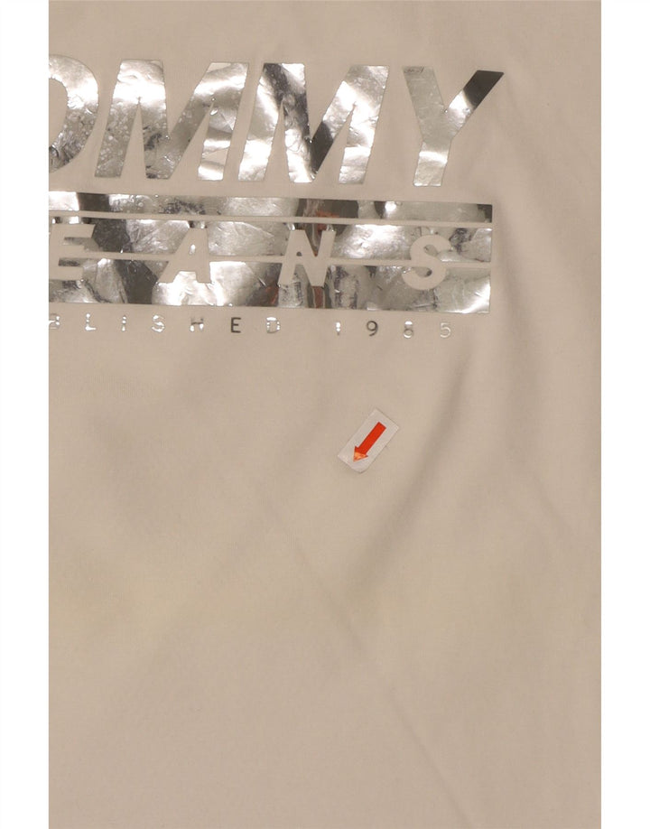 TOMMY HILFIGER Mens Graphic T-Shirt Top Small Off White Cotton