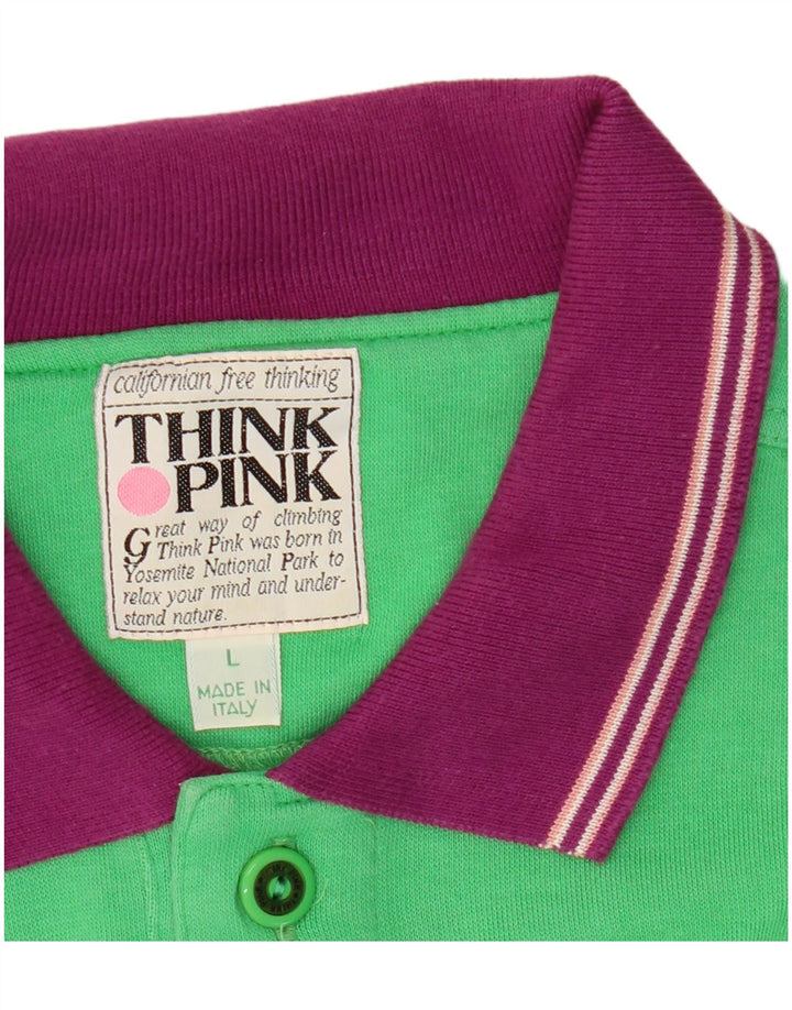 Tænk Pink Herre Polo Shirt Large Green Colourblock