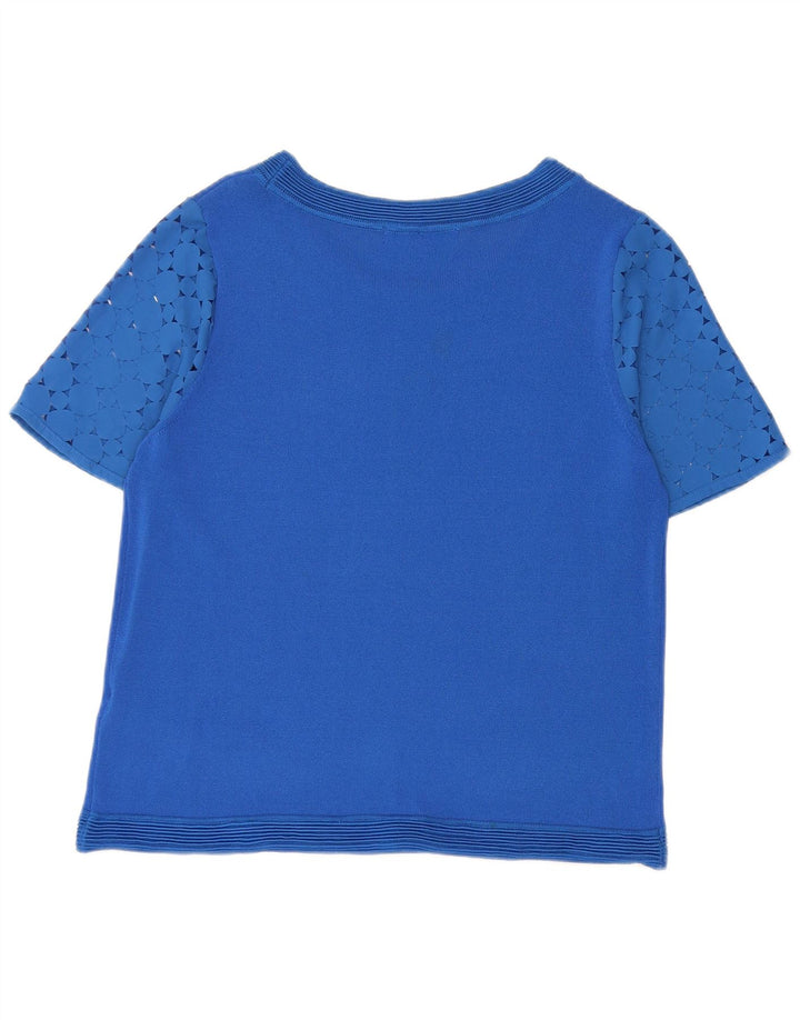 Marks & Spencer Damebluse Top UK 12 Medium Blue Geometric Viscose