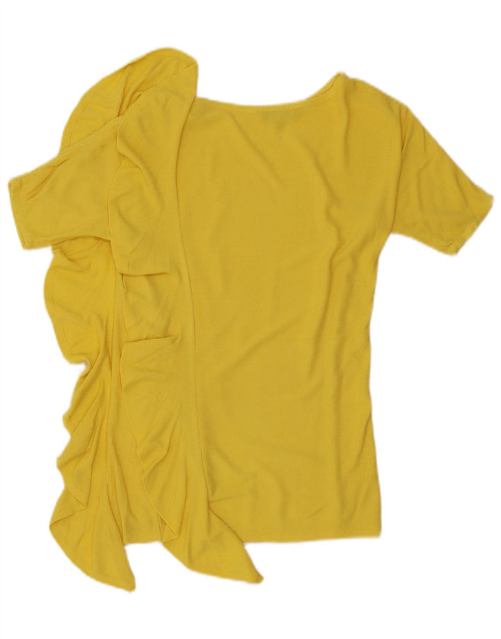 Laura Ashley Dame Flæse Front Bluse Top UK 10 Small Yellow Rayon