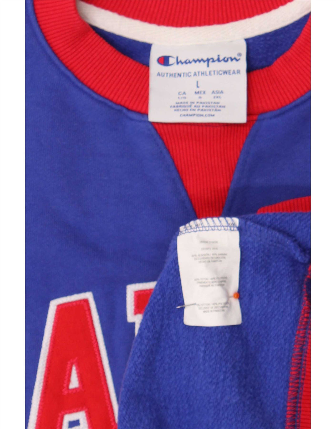 Champion Herre Kansas Graphic Sweatshirt Jumper Large Blue Colourblock
