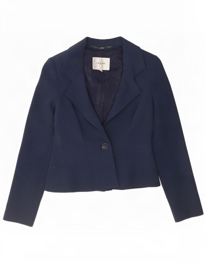 L.K. Bennett Dame 1 Knap Blazer Jacket UK 10 Small Navy Blue Polyester
