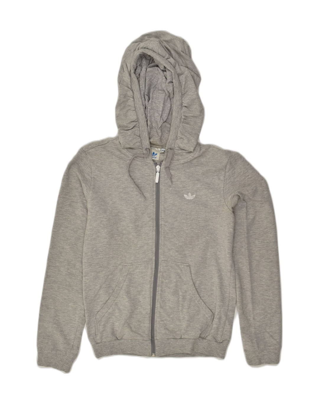 ADIDAS Womens Zip Hoodie Sweater IT 44 Medium Grey Cotton | Vintage Adidas | Thrift | Second-Hand Adidas | Used Clothing | Messina Hembry 