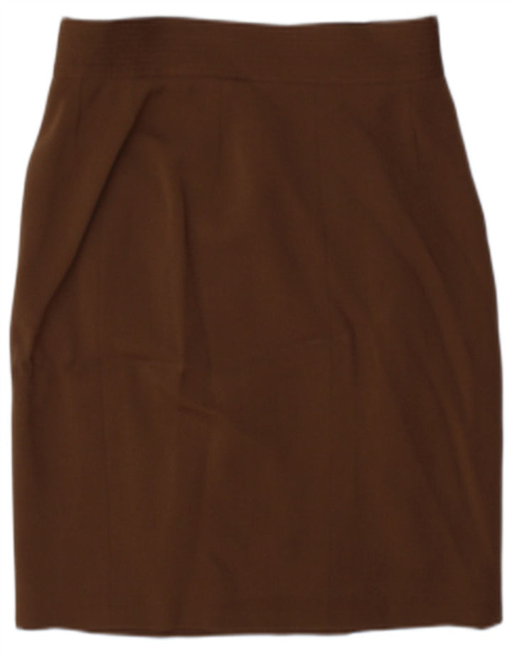 Vintage slå-om nederdel til kvinder US 8 Medium W25 brun uld