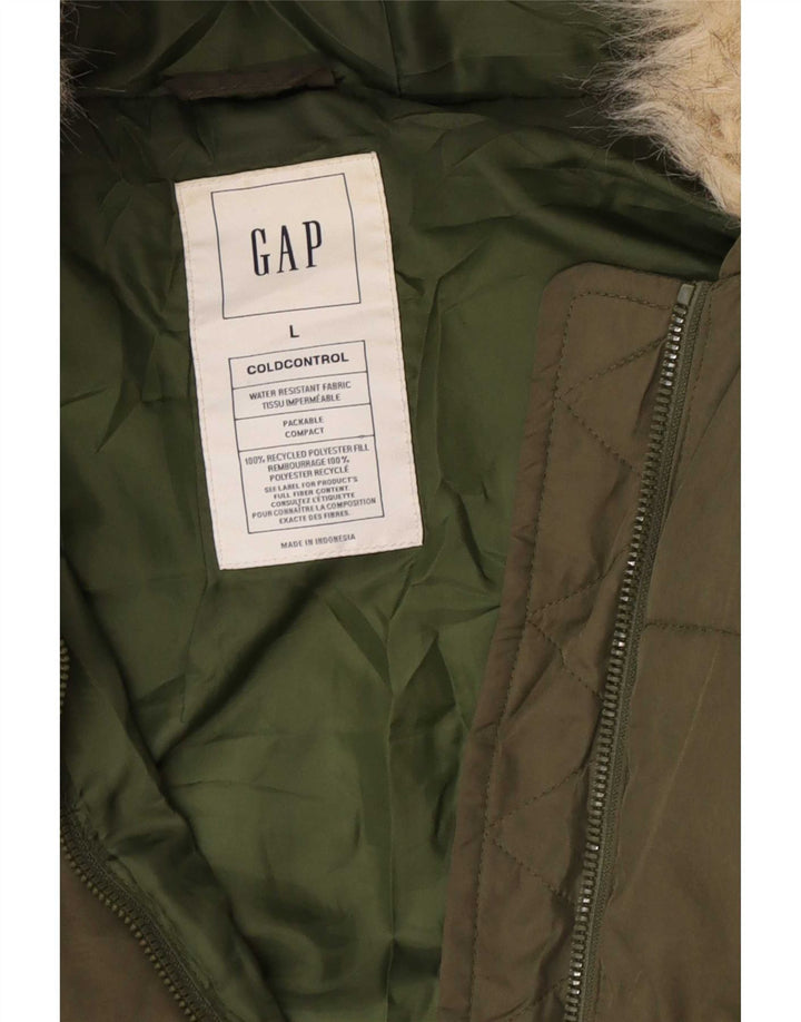 Gap Herre hættepolstret frakke UK 40 Large Khaki Polyester