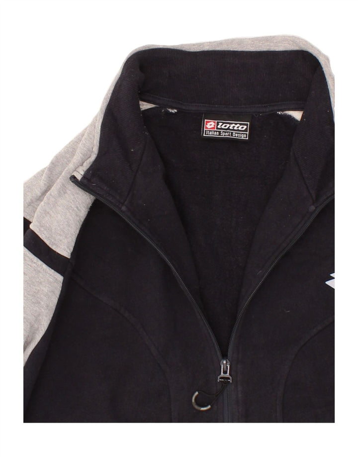 LOTTO Mens Tracksuit Top Jacket XL Black Colourblock Cotton Vintage Lotto and Second-Hand Lotto from Messina Hembry 