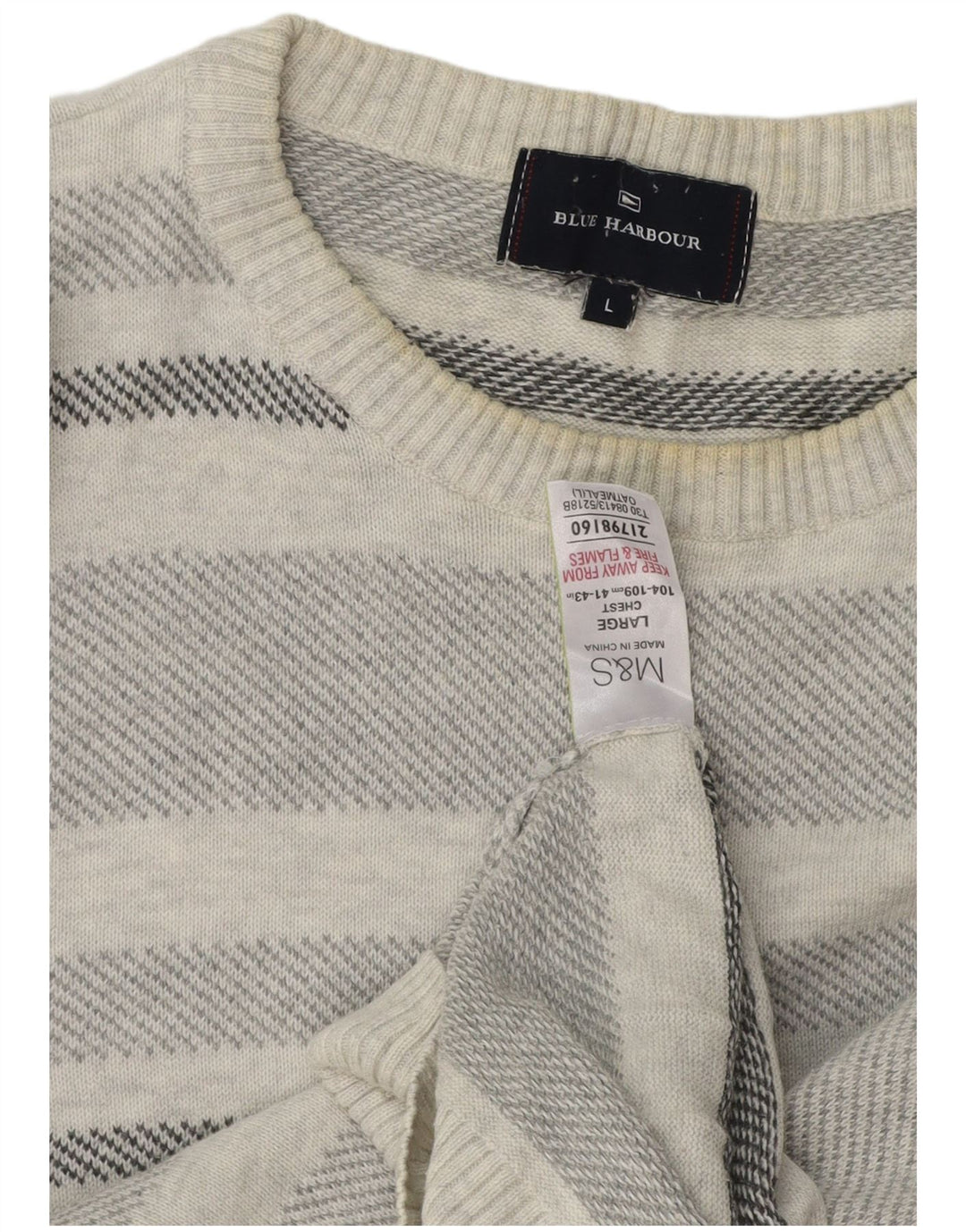 Marks & Spencer Herre Blue Harbor Crew Neck trøje Sweater Large Grå