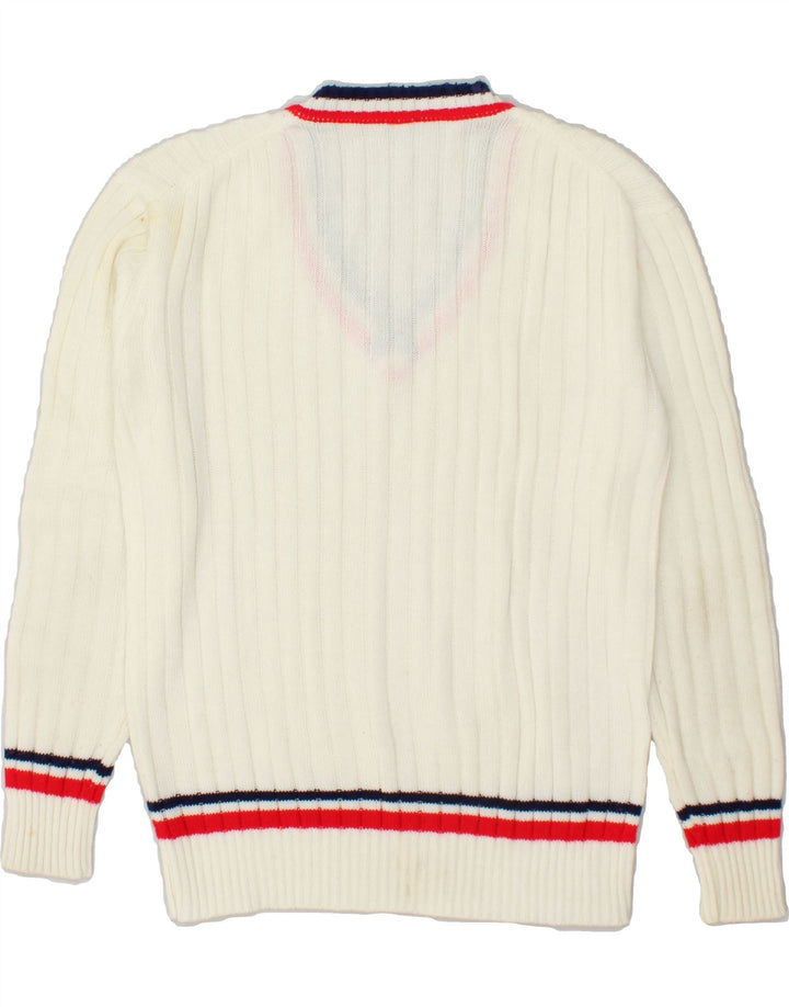 MAJESTIC Herre V-hals sweater Stor Off White Akryl
