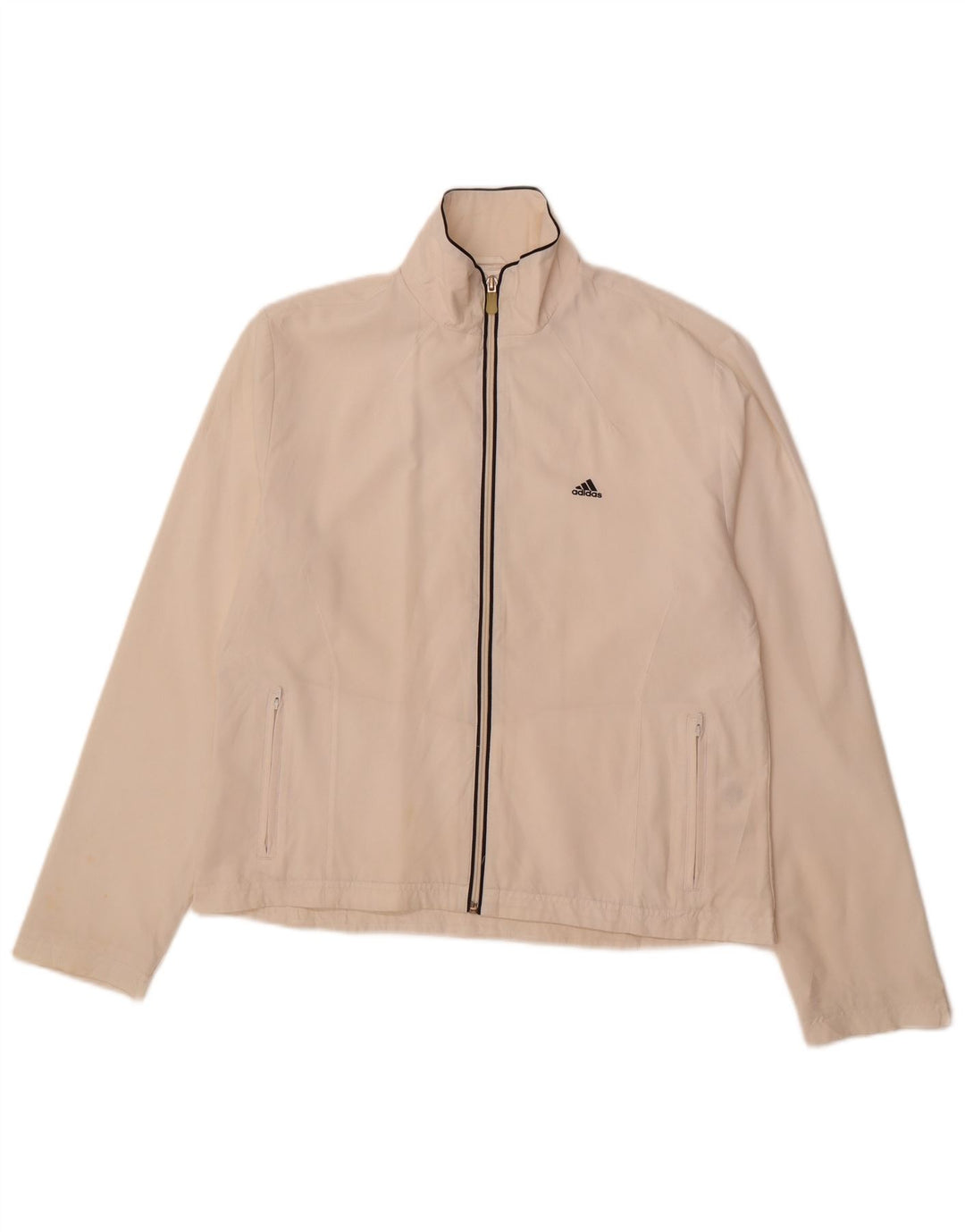 ADIDAS Womens Tracksuit Top Jacket UK 12 Medium  Beige Polyester