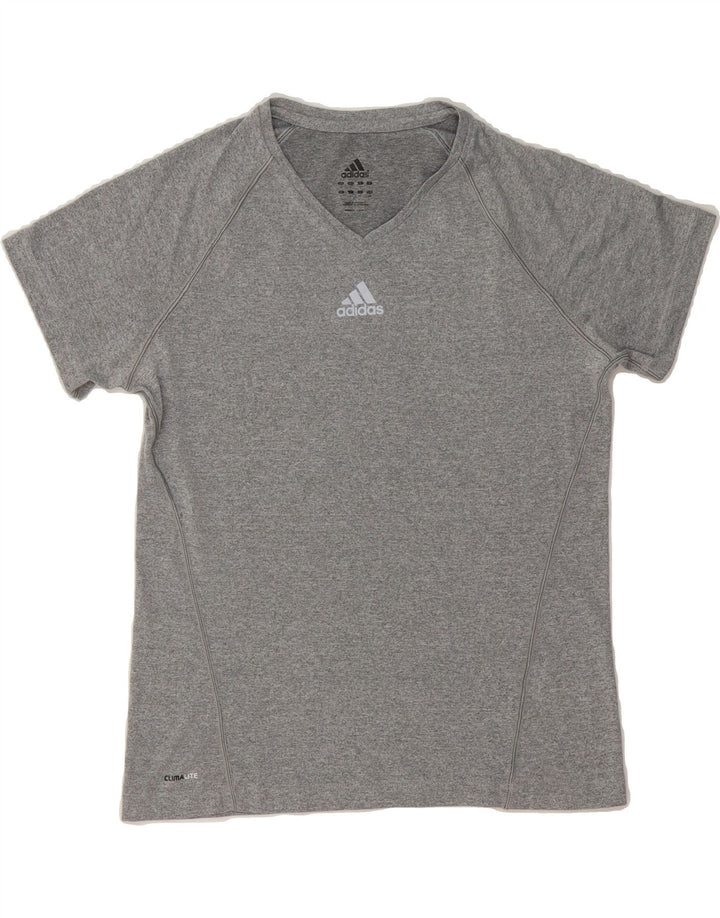 ADIDAS Womens Climalite T-Shirt Top UK 14 Large  Grey Polyester Vintage Adidas and Second-Hand Adidas from Messina Hembry 