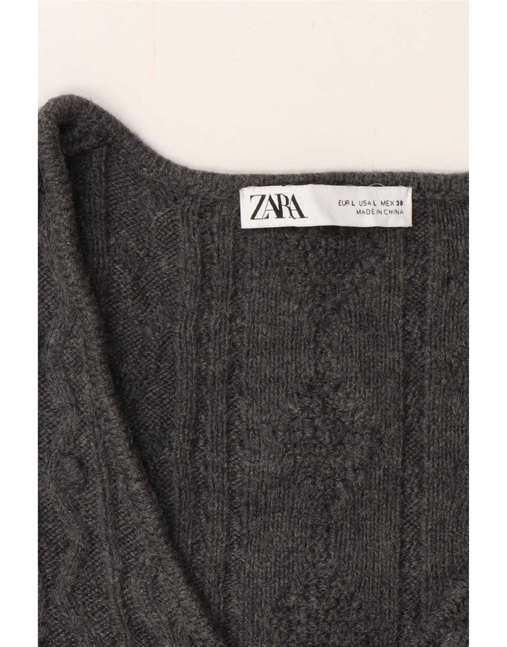 Zara Dame Cardigan Sweater UK 14 Large Grå