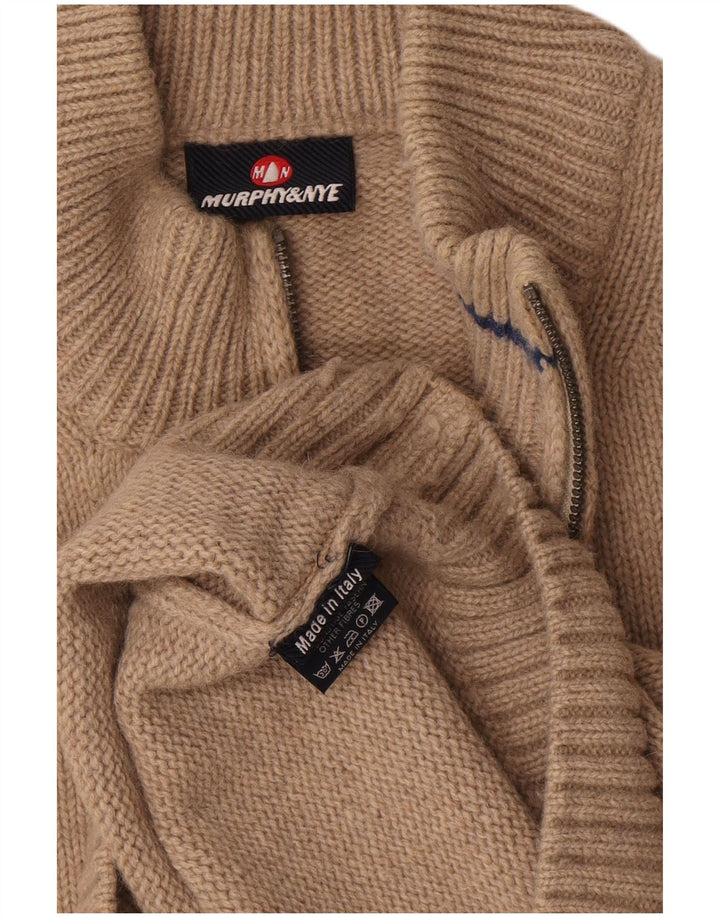 Murphy & Nye Herre Zip Neck Jumper Sweater 2XL Beige Uld