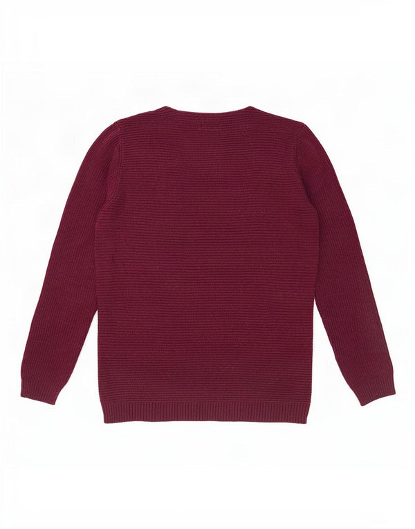 Fat Face Mens V-Neck Jumper Sweater UK 14 Large Burgundy Cotton