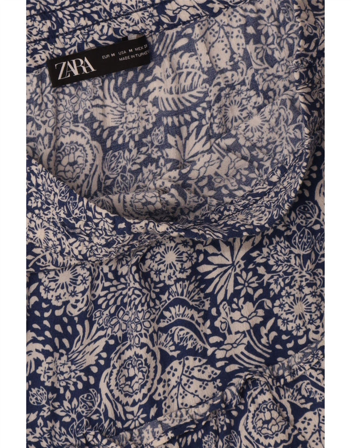 Zara Womens High Waist Shorts Medium W28 Blue Floral