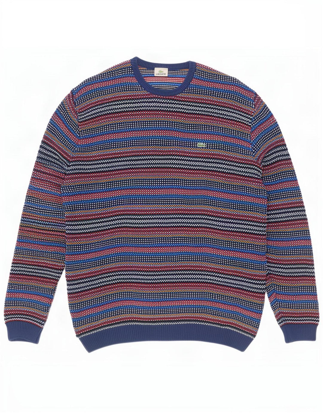 Lacoste Herre Crew Neck Jumper Sweater Størrelse 7 2XL Flerfarvet nålestribe