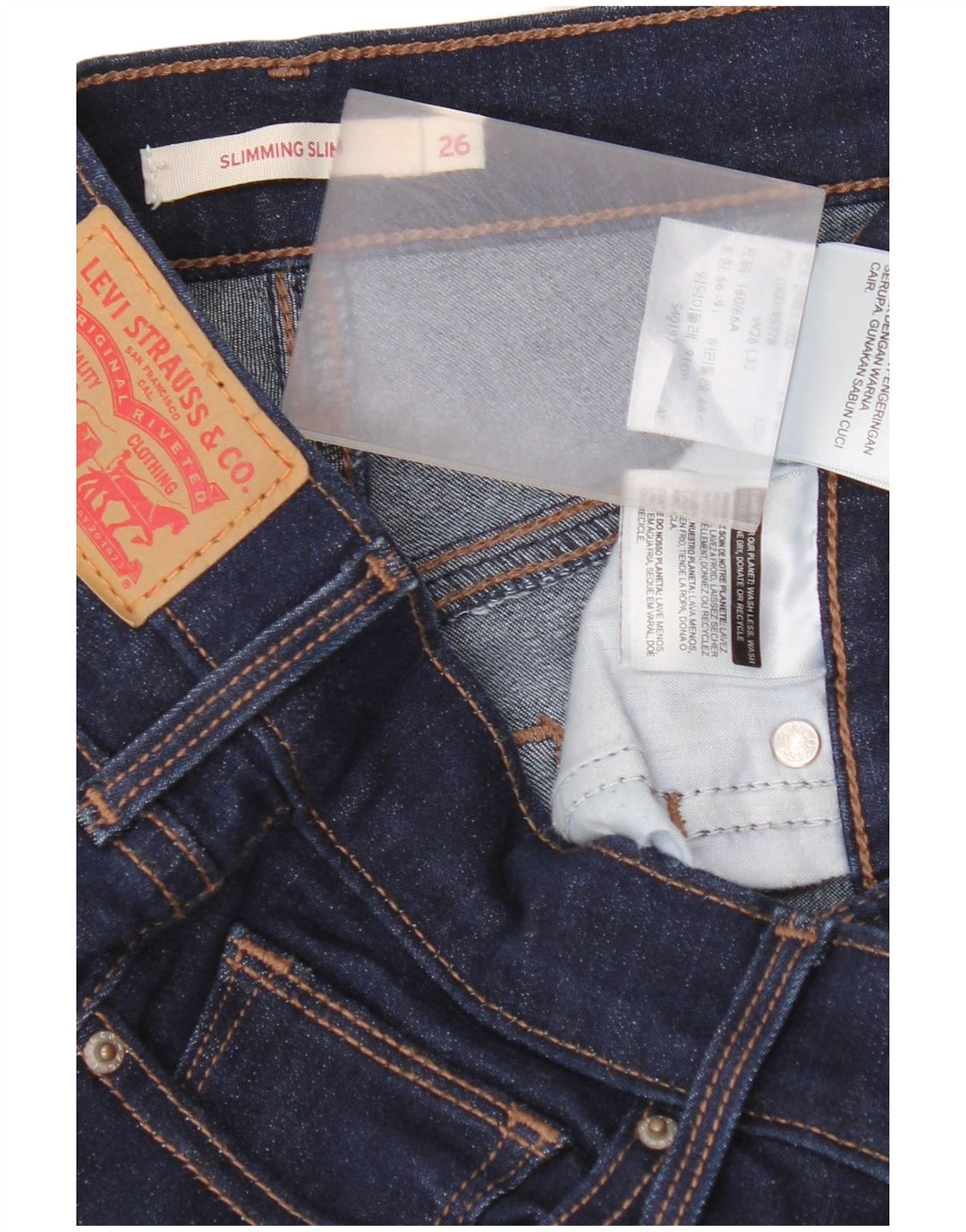Levi's Kvinder Slankende Slim Jeans W26 L32 Marineblå Bomuld