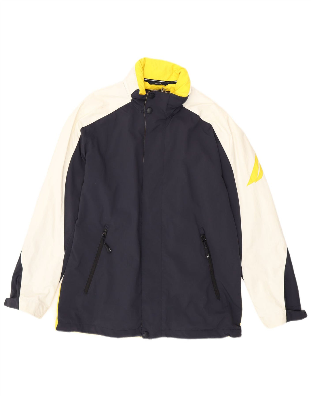 NAUTICA Herre grafisk vindjakke UK 38 Medium Navy Blue Colourblock