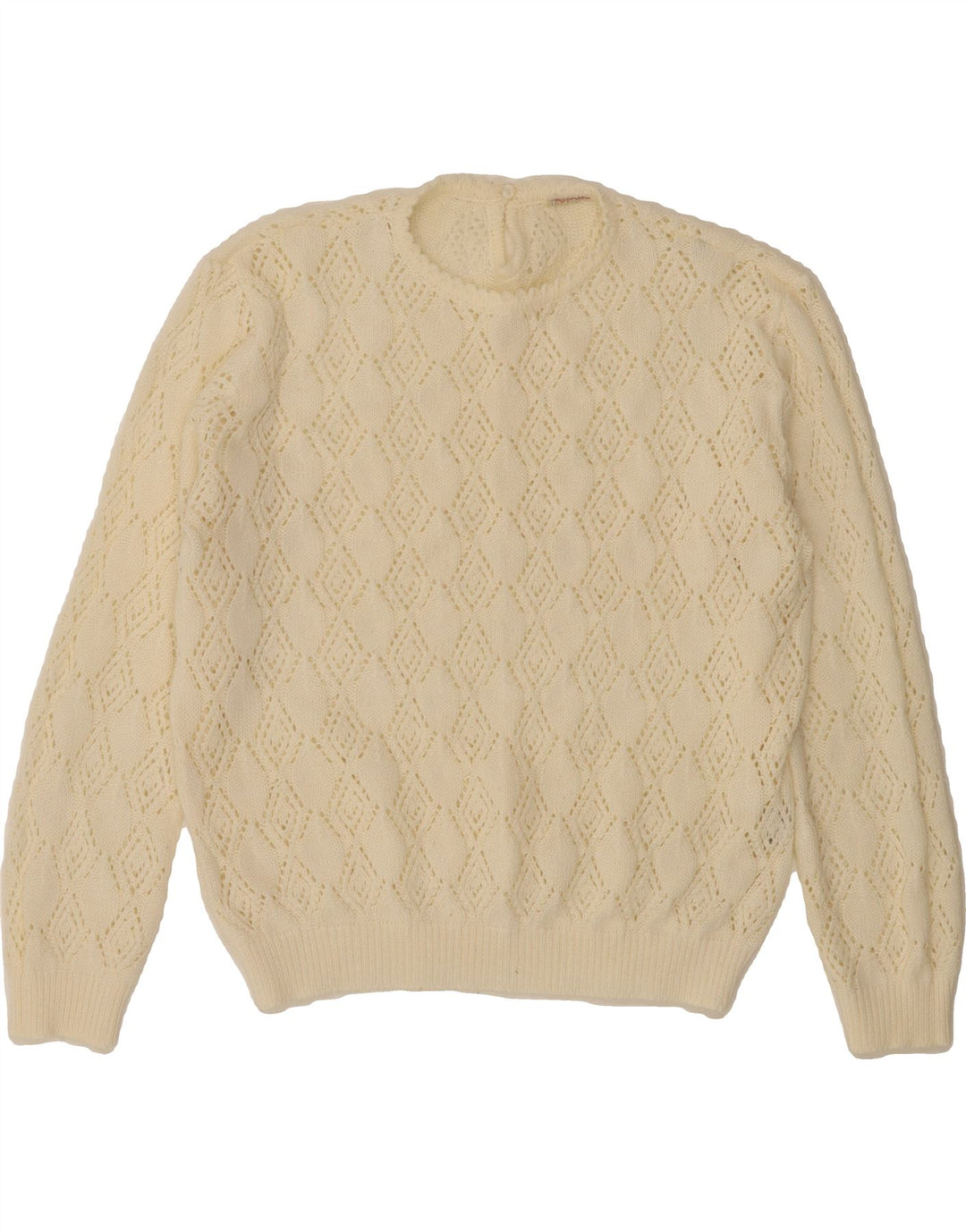 VINTAGE Womens Crew Neck Jumper Sweater IT 42 Medium Off White Synthetic Vintage Vintage and Second-Hand Vintage from Messina Hembry 