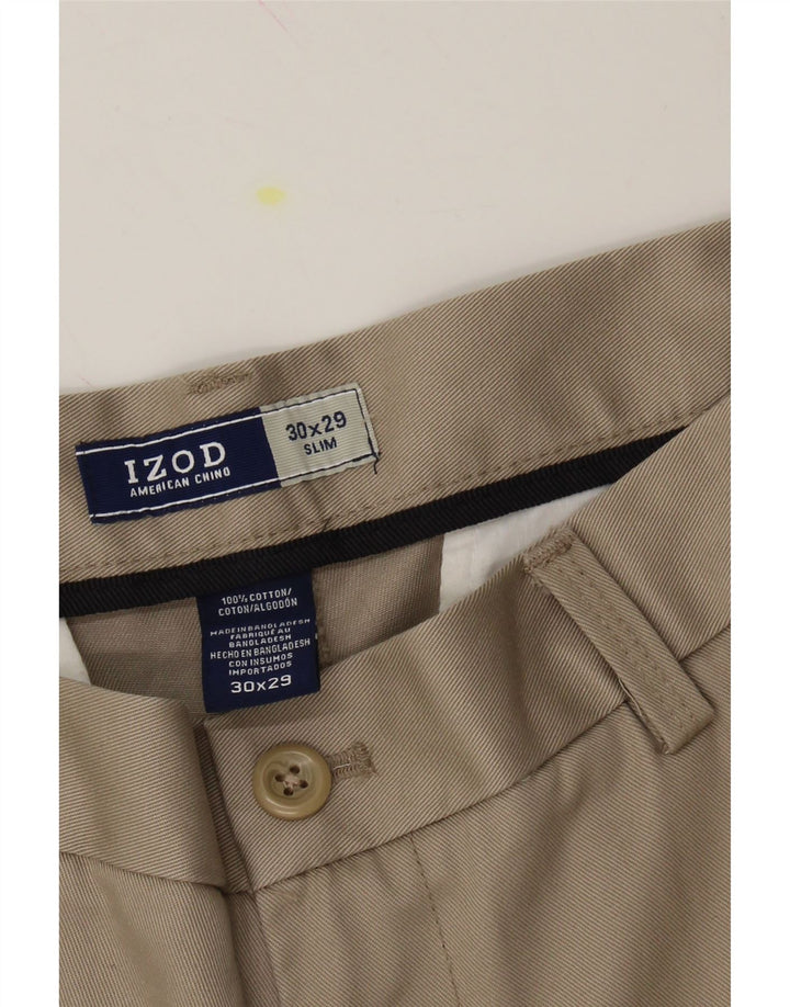 IZOD Mens Slim Chino Trousers W30 L29 Beige Cotton Vintage Izod and Second-Hand Izod from Messina Hembry 