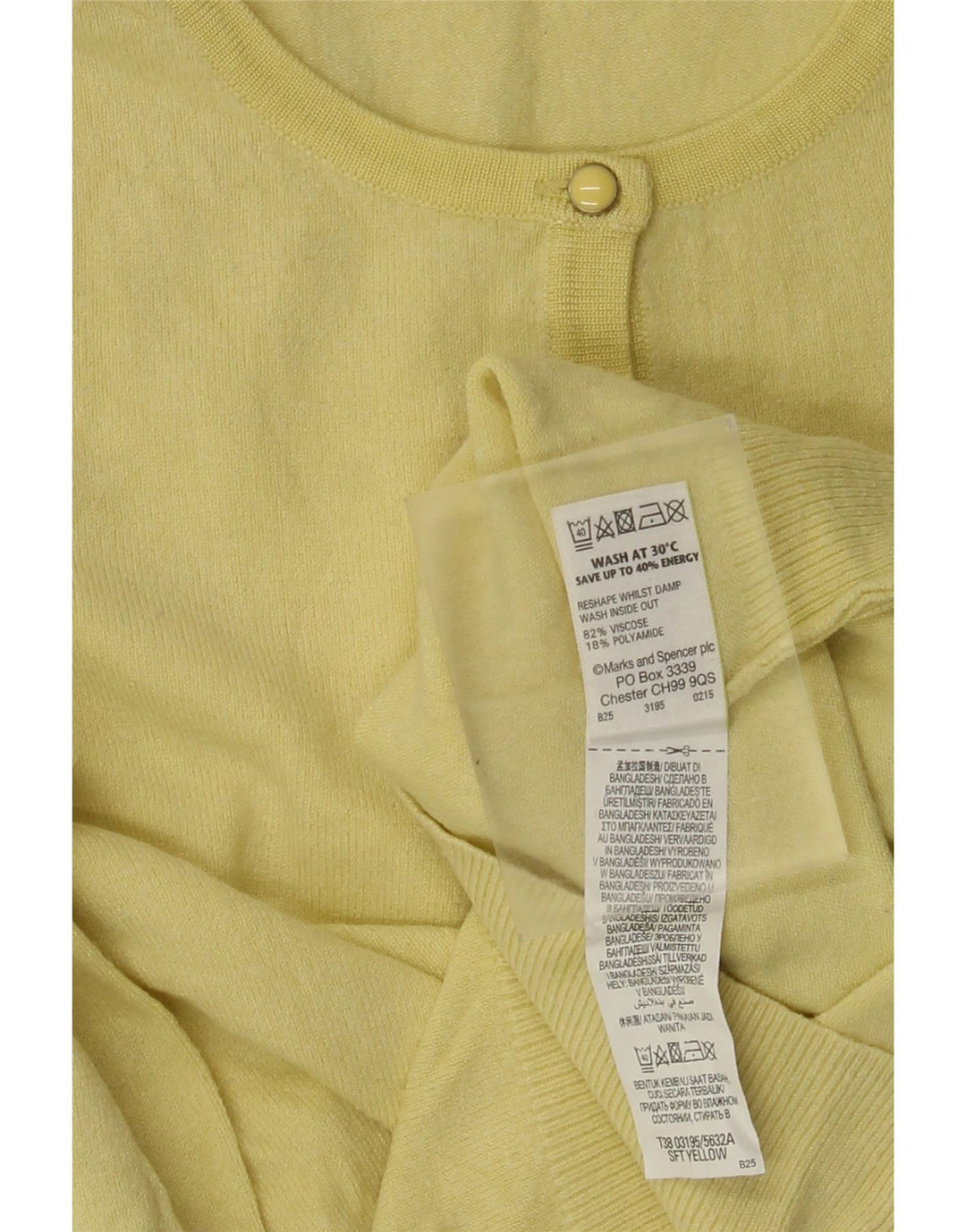 Marks & Spencer Dame Cardigan Sweater UK 8 Small Yellow Viscose