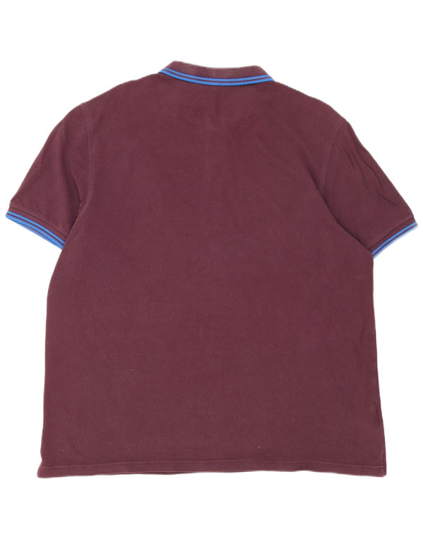 Fred Perry Mens Polo Shirt 2XL Burgundy Striped Cotton
