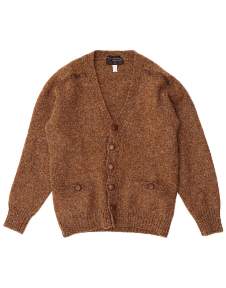 Vintage dame cardigan sweater UK 12 Medium Brown Flecked Uld