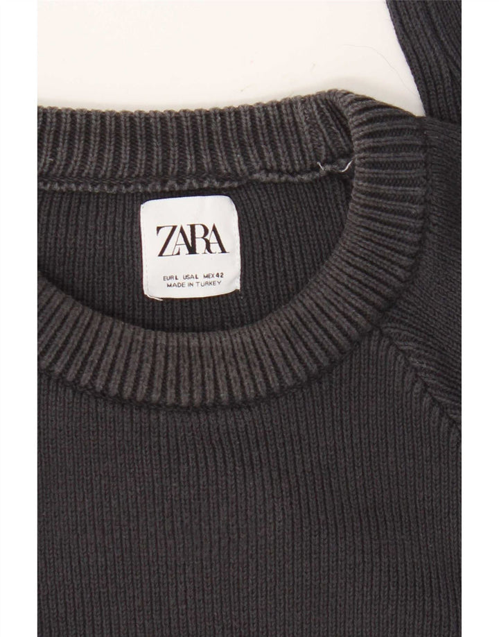 Zara Herre Crew Neck Jumper Sweater Large Navy Blue