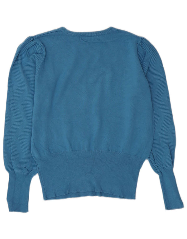 Marks & Spencer Dame Boat Neck Jumper Sweater UK 12 Medium Blue Chevron