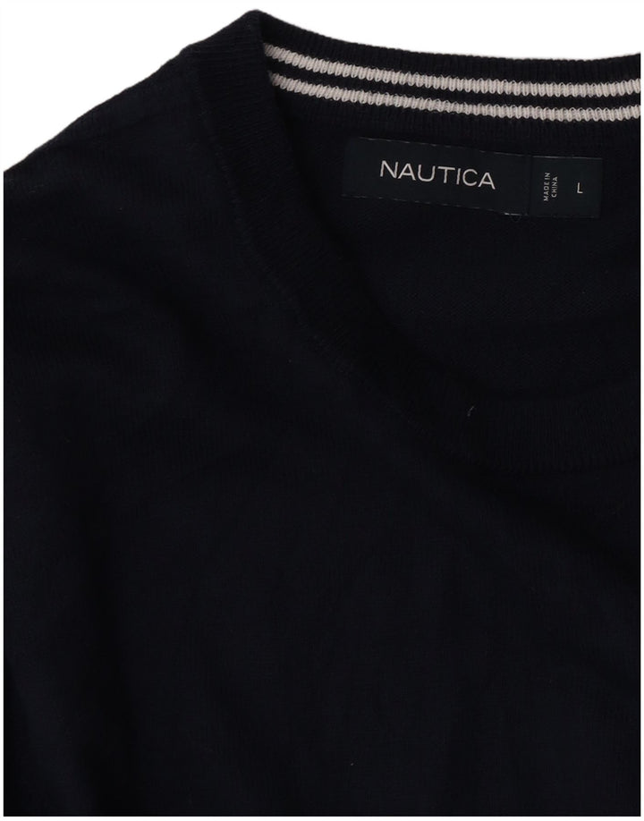 Nautica Herre Crew Neck Jumper Sweater Large Navy Blue